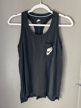 Nike Women's Black Racerback Tank with Chest Pocket Logo